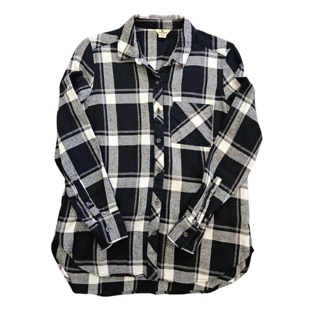 Woolrich Plaid Flannel Button Down Shirt S Oversized Cabincore Outdoors Long